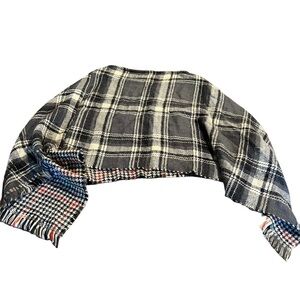 Cape Poncho Women’s Plaid Checkered Fringed Black Grey Red